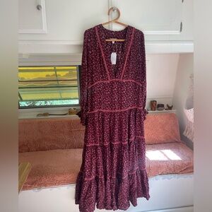 Bohemian floral tiered cotton maxi dress X-Large